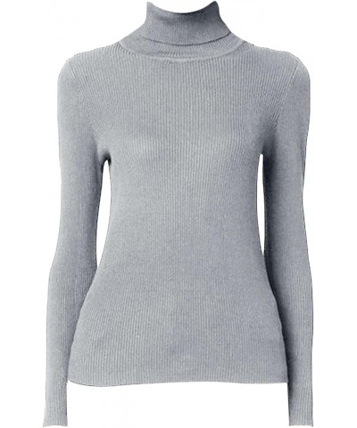 Womens Plus Size Sweater Solid Color Tops, Long-Sleeved Turtleneck Sweaters, Fall Fuzzy Knit Warm Pullover Sweater 5-grey $14...