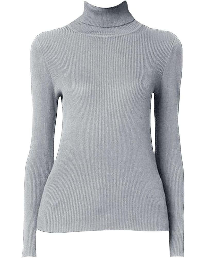 Womens Plus Size Sweater Solid Color Tops, Long-Sleeved Turtleneck Sweaters, Fall Fuzzy Knit Warm Pullover Sweater 5-grey $14...