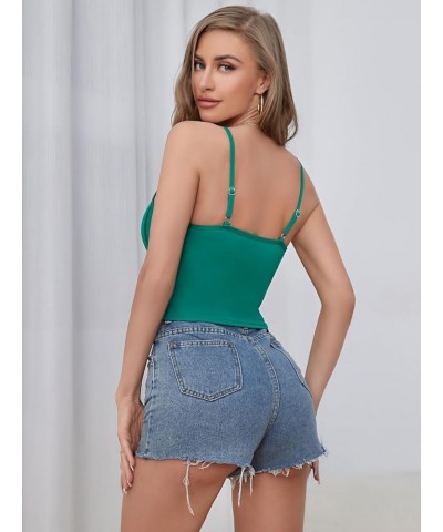 Crop Camis for Women with Shelf Bra Cropped Camisole Adjustable Spaghetti Straps Yoga Tank Top Corset Like - Green $10.59 Tanks