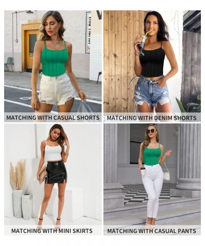 Crop Camis for Women with Shelf Bra Cropped Camisole Adjustable Spaghetti Straps Yoga Tank Top Corset Like - Green $10.59 Tanks