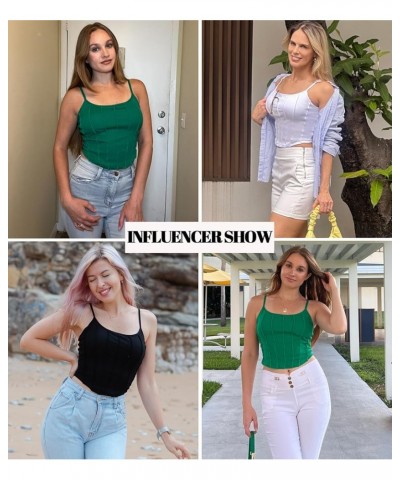 Crop Camis for Women with Shelf Bra Cropped Camisole Adjustable Spaghetti Straps Yoga Tank Top Corset Like - Green $10.59 Tanks