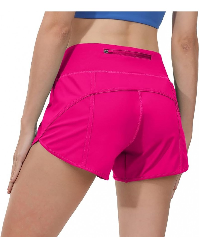 Women's High Waisted Running Shorts for Women, Quick Dry Athletic Shorts with Mesh Liner and Back Zip Pocket Sonic Pink $16.3...