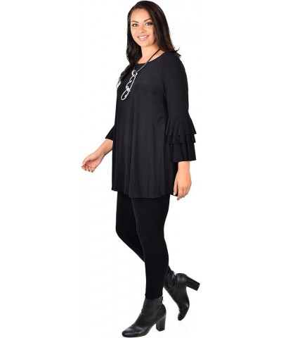 Women Plus Size Ruffle Sleeve Chic Tunic Top Blouse Shirt Black $21.83 Tops