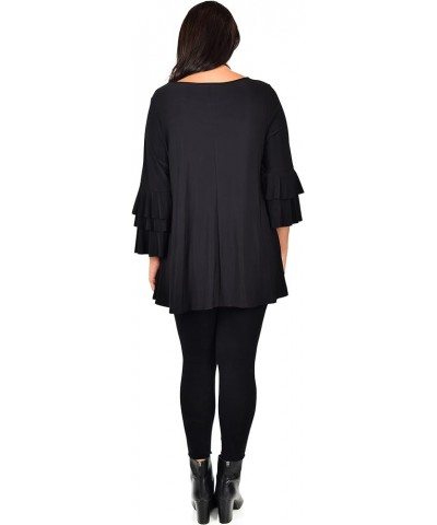 Women Plus Size Ruffle Sleeve Chic Tunic Top Blouse Shirt Black $21.83 Tops