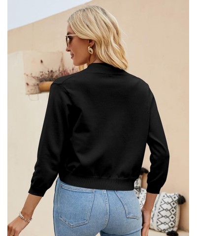 Women's 3/4 Sleeve Cropped Cardigan Sweater Open Front Short Shrugs Cardigans Lightweight Sweaters Z-black $8.43 Sweaters