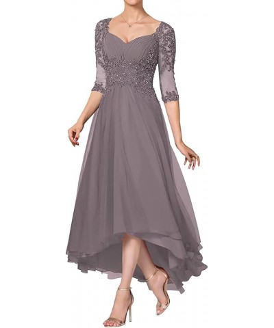 Mother of The Bride Dresses Tea Length for Wedding, Elegant Hi Low Formal Mother of The Groom Dresses with Sleeves Mauve $34....