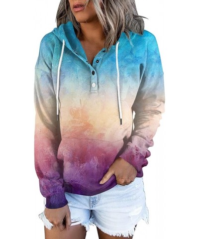 Hoodies for Women Oversized Sweatshirt Button Down Long Sleeve Shirts Drawstring Pullover Tops Fall Winter Clothes G-sky Blue...