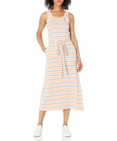 Women's Sleeveless Striped Belted Maxi Dress, Ledge/LATA-Flour-TURQUIN Blue, 4 $30.34 Dresses