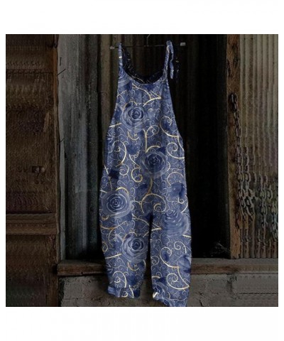 Valentine's Day Overalls Womens Cute Printed Jumpsuit Loose Playsuit Bib Overall Baggy Harem Pants Rompers S-3XL 02-navy $13....