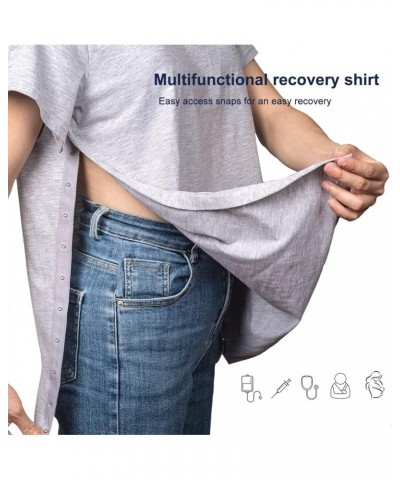 Post Shoulder Surgery Shirt, Women's Short Sleeve Shirt with Premium Snap, Chemo Clothing Grey $20.64 Blouses