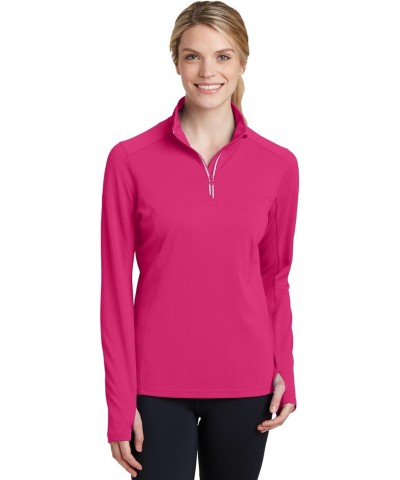 Ladies Sport-Wick Textured 1/4-Zip Pullover L Pink Raspberry $14.07 Jackets