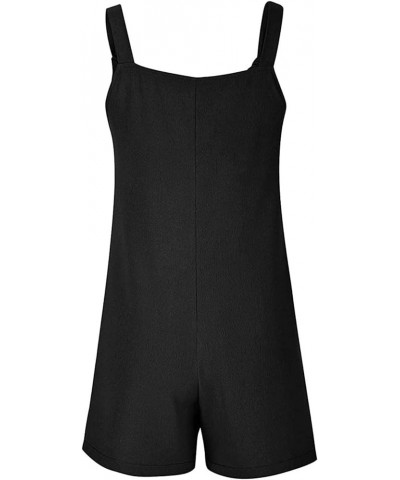 Plus Size Rompers for Women Summer Casual Cute Versatile Adjustable Strap Lightweight Comfy Loose Jumpsuit with Pocket Black ...