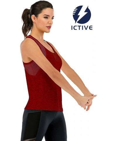 ICTIVE Workout Tank Tops for Women Loose fit Yoga Tops for Women Mesh Racerback Tank Tops Open Back Muscle Tank Burgundy $13....