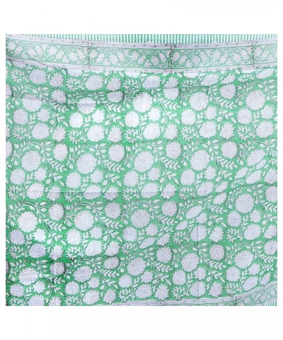 Block Print Sarong Beach Cover Up Green White Floral $11.90 Swimsuits