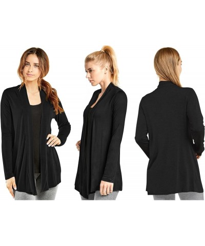 Women's Casual Long Sleeve Open Front Lightweight Drape Cardigan Black $10.99 Sweaters