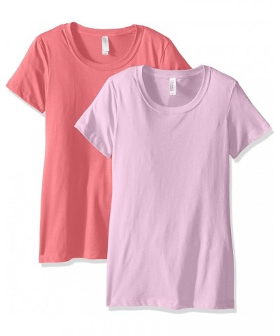 Apparel Women’s 3-Pack Short Sleeve T Shirt Easy Tag Crew Neck Soft Cotton Blend Undershirts (1510) Hot Pink/Lilac $13.67 Shirts