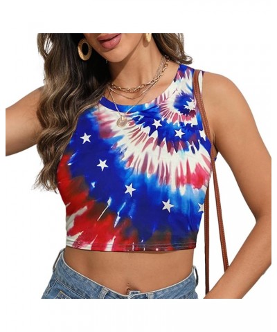 Women's Halloween Crop Top Skeleton Skull Print Sleeveless Tank Tops Blue Purple Shirts Stripes Star Usa Flag $11.39 Tanks