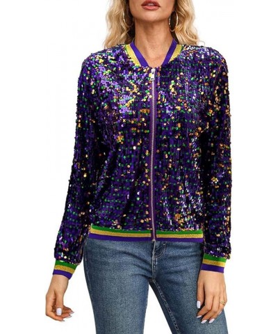 Women's Sequin Jackets Glitter Sparkly Open Front Blazer Jacket Casual Long Sleeve Cardigan Coats with Pockets E08-purple $19...