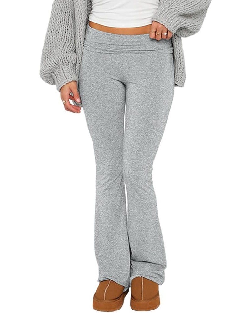 Women Low Rise Flare Leggings Stretchy Bootcut Yoga Pants Wide Leg Joggers Sweatpants Y2K Basic Lounge Pants Grey $7.90 Activ...