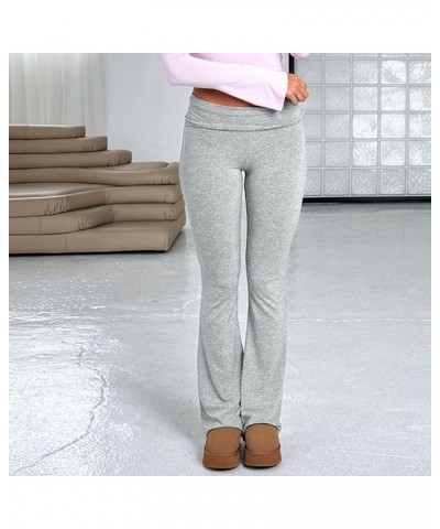 Women Low Rise Flare Leggings Stretchy Bootcut Yoga Pants Wide Leg Joggers Sweatpants Y2K Basic Lounge Pants Grey $7.90 Activ...