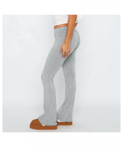 Women Low Rise Flare Leggings Stretchy Bootcut Yoga Pants Wide Leg Joggers Sweatpants Y2K Basic Lounge Pants Grey $7.90 Activ...