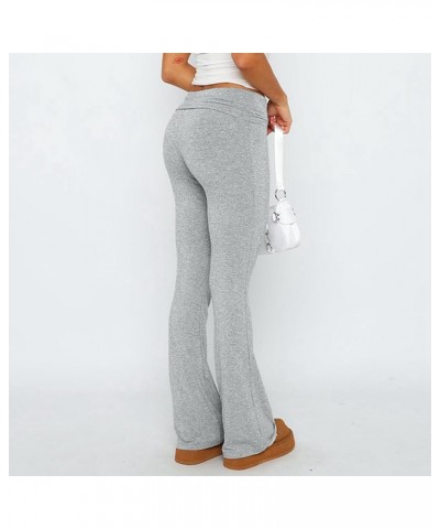 Women Low Rise Flare Leggings Stretchy Bootcut Yoga Pants Wide Leg Joggers Sweatpants Y2K Basic Lounge Pants Grey $7.90 Activ...