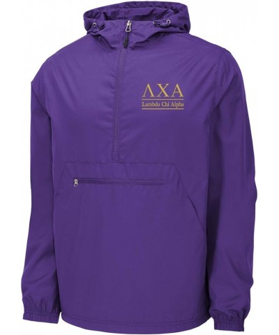 Lambda Chi Alpha Windbreaker - Anorak Pullover Jacket - Quarter Zip Purple W/ Matte Gold $28.09 Jackets