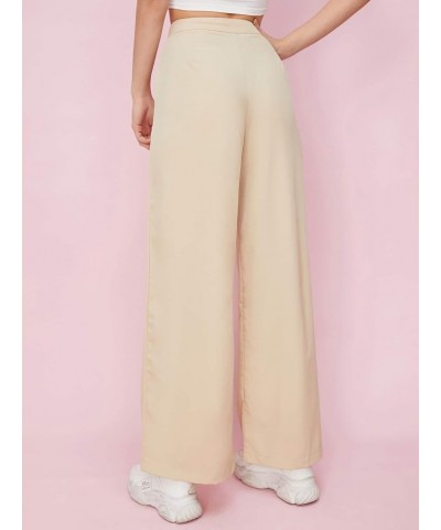 Women's Casual High Waisted Pleated Wide Leg Palazzo Pants Trousers Khaki $20.58 Pants