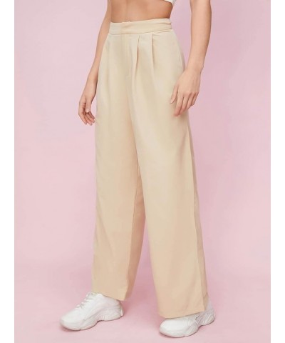 Women's Casual High Waisted Pleated Wide Leg Palazzo Pants Trousers Khaki $20.58 Pants