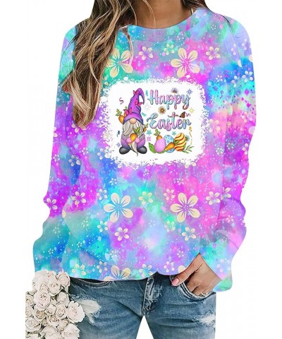 Women's Easter Basic Sweatshirt Crew Neck Long Sleeve Sweatshirt Casual Loose Sweatshirt with Rabbit Print Ys Purple Bunny $1...