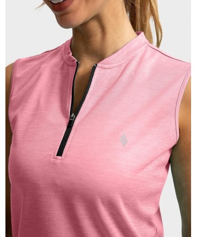 Women's Sleeveless Golf Shirt Zip Up Tennis Lightweight Quick Dry Tank Tops Polo Shirts for Women Pink $12.00 Shirts