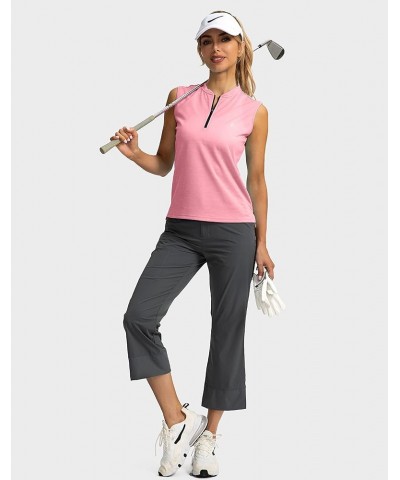 Women's Sleeveless Golf Shirt Zip Up Tennis Lightweight Quick Dry Tank Tops Polo Shirts for Women Pink $12.00 Shirts