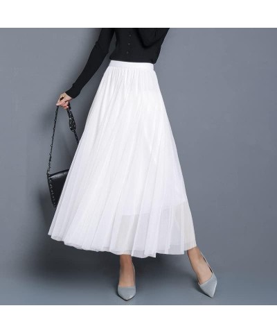 Women's Tutu Tulle A-Line Layered Mesh Midi Skirt, US XS - US 2XL White $12.04 Skirts