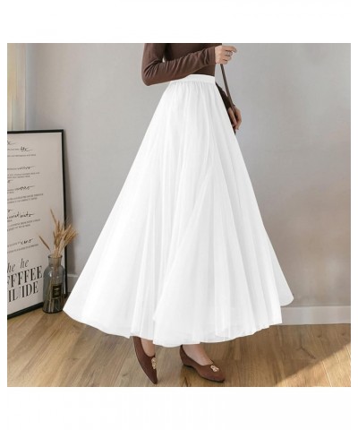 Women's Tutu Tulle A-Line Layered Mesh Midi Skirt, US XS - US 2XL White $12.04 Skirts