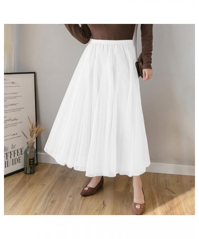 Women's Tutu Tulle A-Line Layered Mesh Midi Skirt, US XS - US 2XL White $12.04 Skirts