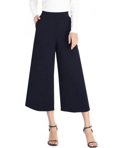 Wide Leg Pants for Women Business Casual Crop Palazo Dress Pants Capris Navy Blue $21.20 Pants