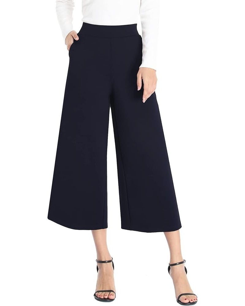 Wide Leg Pants for Women Business Casual Crop Palazo Dress Pants Capris Navy Blue $21.20 Pants