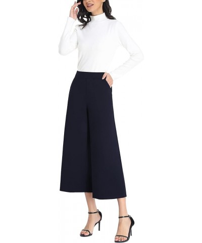 Wide Leg Pants for Women Business Casual Crop Palazo Dress Pants Capris Navy Blue $21.20 Pants