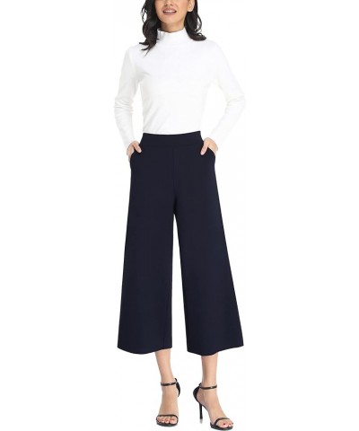 Wide Leg Pants for Women Business Casual Crop Palazo Dress Pants Capris Navy Blue $21.20 Pants