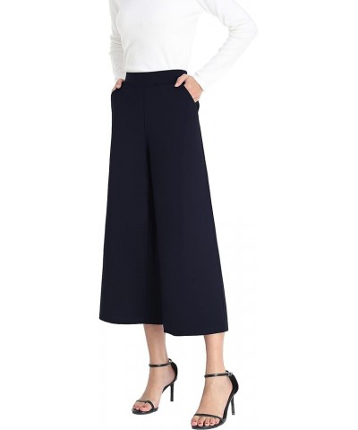 Wide Leg Pants for Women Business Casual Crop Palazo Dress Pants Capris Navy Blue $21.20 Pants