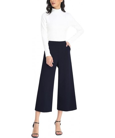 Wide Leg Pants for Women Business Casual Crop Palazo Dress Pants Capris Navy Blue $21.20 Pants