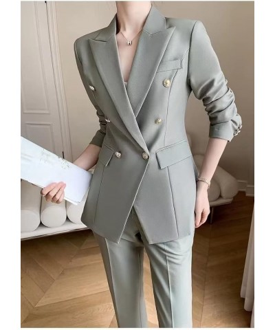 Women's 2 Piece Pant Suit Notched Lapel Double Breasted Slim Fit Business Office Work Tuxedo Blazer Pants Set Royal Blue $35....