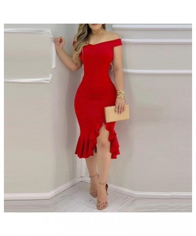 Cocktail Dresses for Women Sexy Off The Shoulder Split Bodycon Elegant Mermaid Wedding Guest Mini Dresses Sparkly Dresses D-r...