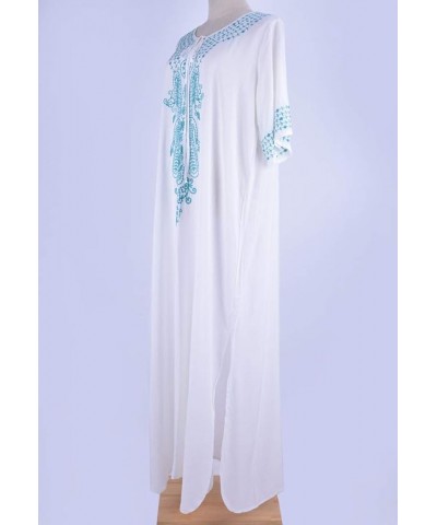 Women Long Tunic Dress Kaftan Maxi Dress Batwing 3/4 Sleeve Plus Size Summer Dress White Blue 023 $11.80 Swimsuits