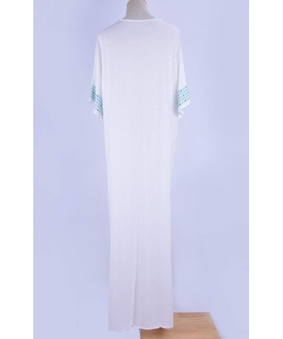 Women Long Tunic Dress Kaftan Maxi Dress Batwing 3/4 Sleeve Plus Size Summer Dress White Blue 023 $11.80 Swimsuits