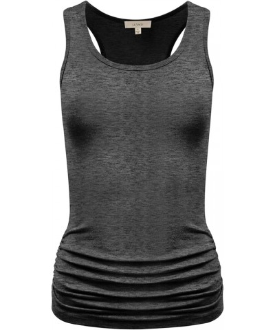 Women's Workout Tank Top Shirt - Racerback Casual Slim Fit Shirring Tops for Gym, Exercise, Yoga, Hiking Charcoal $12.67 Acti...