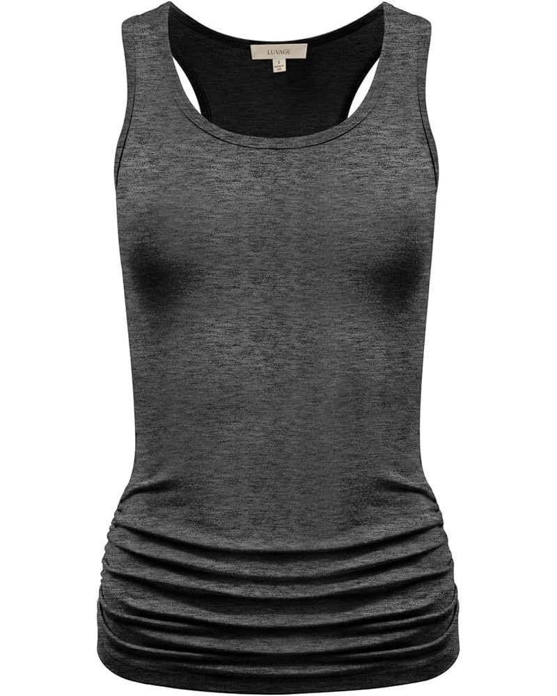 Women's Workout Tank Top Shirt - Racerback Casual Slim Fit Shirring Tops for Gym, Exercise, Yoga, Hiking Charcoal $12.67 Acti...