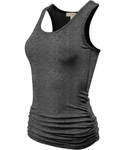 Women's Workout Tank Top Shirt - Racerback Casual Slim Fit Shirring Tops for Gym, Exercise, Yoga, Hiking Charcoal $12.67 Acti...