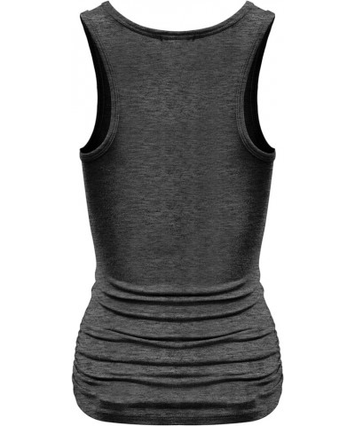 Women's Workout Tank Top Shirt - Racerback Casual Slim Fit Shirring Tops for Gym, Exercise, Yoga, Hiking Charcoal $12.67 Acti...