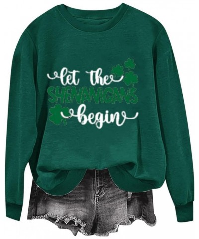 Women 2024 St Patricks Day Shirt O Neck Graphic Sweatshirts Tops Pullover Shirts Long Sleeve Blouses Spring Clothes 038- Fluo...